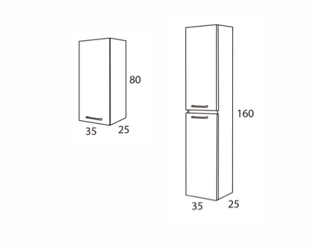 Dimensiones de columna de baño modelo SIL, incluyendo medidas de diseño suspendido en milímetros.