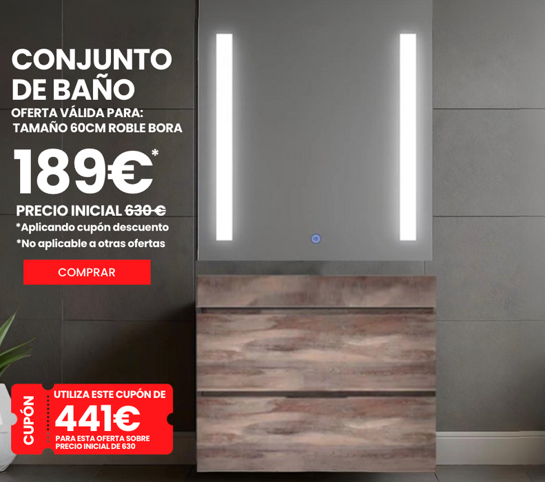 Conjunto de baño modelo NOA 60cm ROBLE BORA