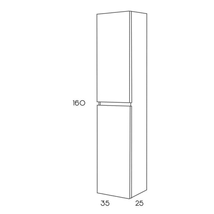 Diagrama de la Columna de Baño Modelo Verona, dimensiones de 160x35x25 cm, diseño moderno y funcional.