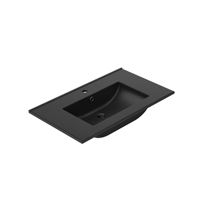 Lavabo de encastrar Bogotá en porcelana negra mate, diseño elegante y funcional para baños modernos.