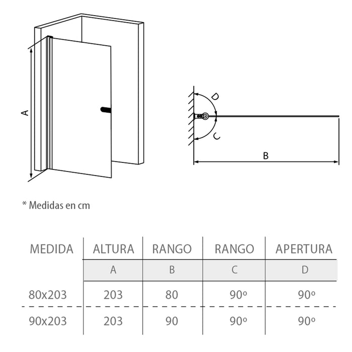 Puerta de paso para baño modelo Tibet