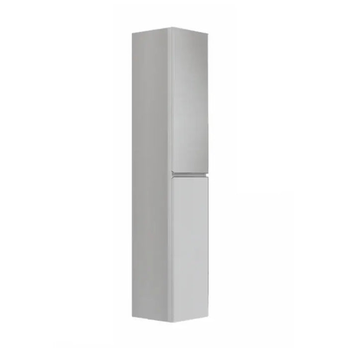 Refrigerador moderno de diseño vertical con acabado plateado, ideal para espacios pequeños.