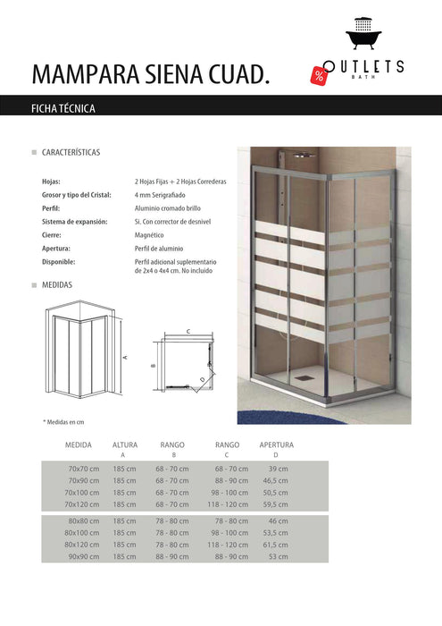 mamparas ducha modelo SIENA ANGULAR SERIGRAFIADA