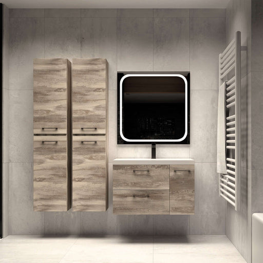 Columna de baño Modelo SIL, almacenamiento elegante y funcional, diseño suspendido en color madera.