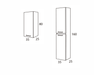 Dimensiones de columna de baño modelo SIL, incluyendo medidas de diseño suspendido en milímetros.