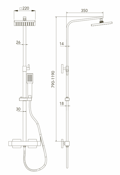 Columna de ducha cuadrada modelo Flow pro