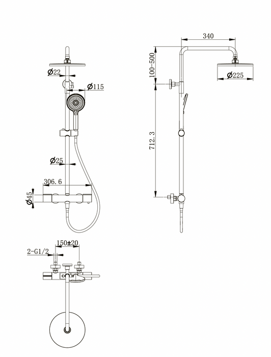 Columna ducha termostática vela cromo