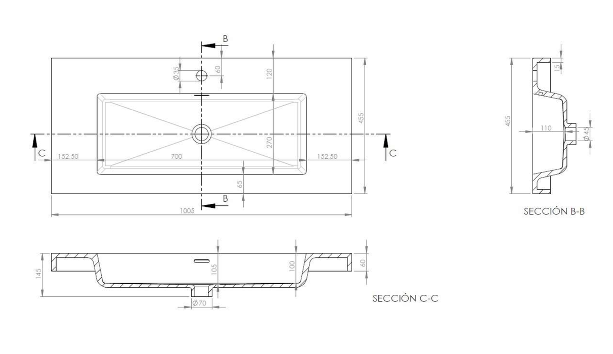Lavabo de encastrar modelo Frome