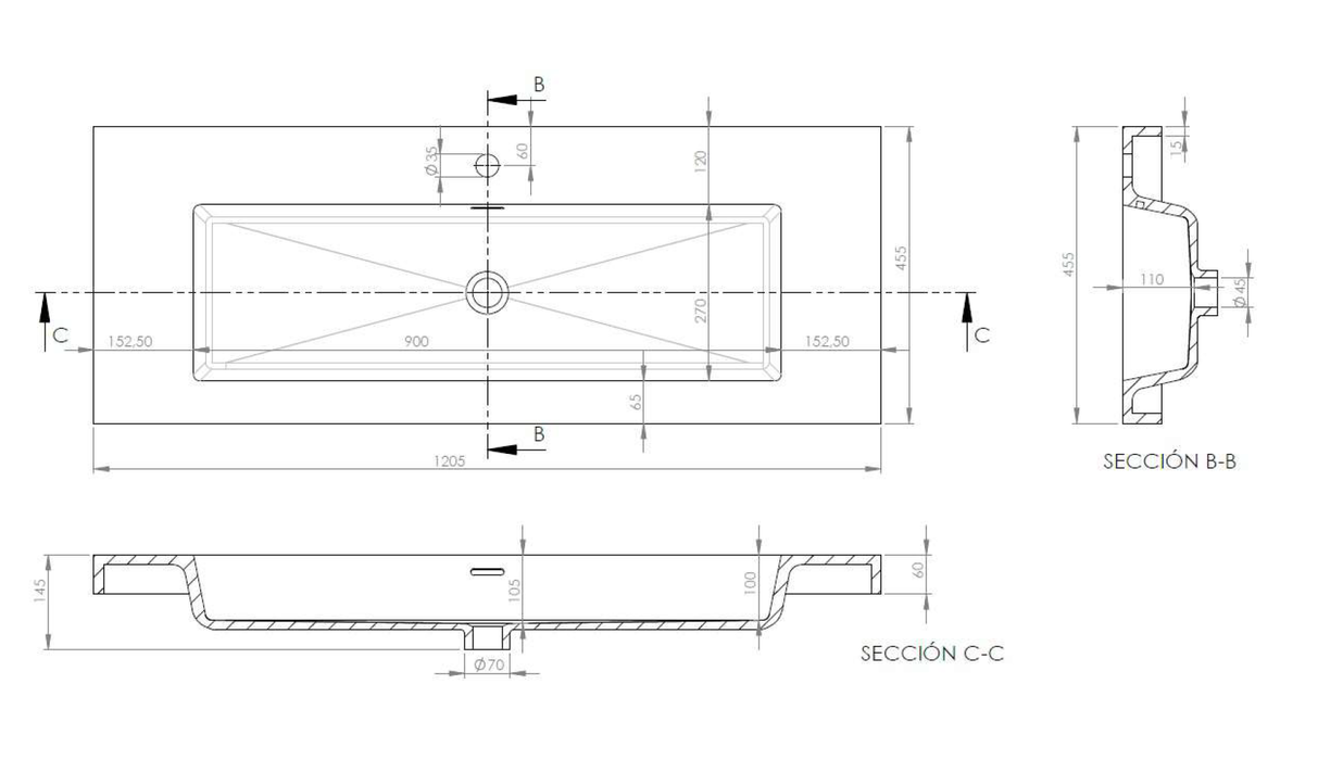 Lavabo de encastrar modelo Frome