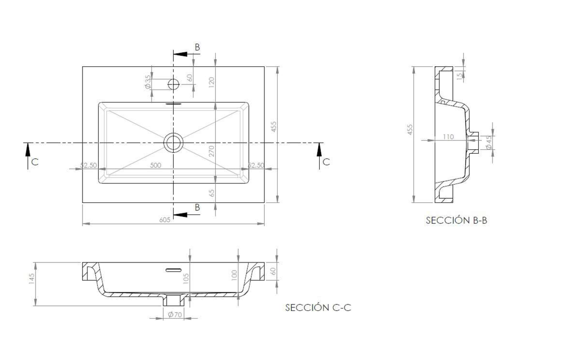 Lavabo de encastrar modelo Frome