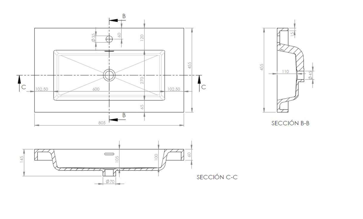 Lavabo de encastrar modelo Frome