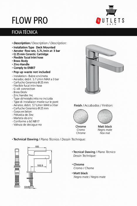 MONOMANDO LAVABO FLOW PRO