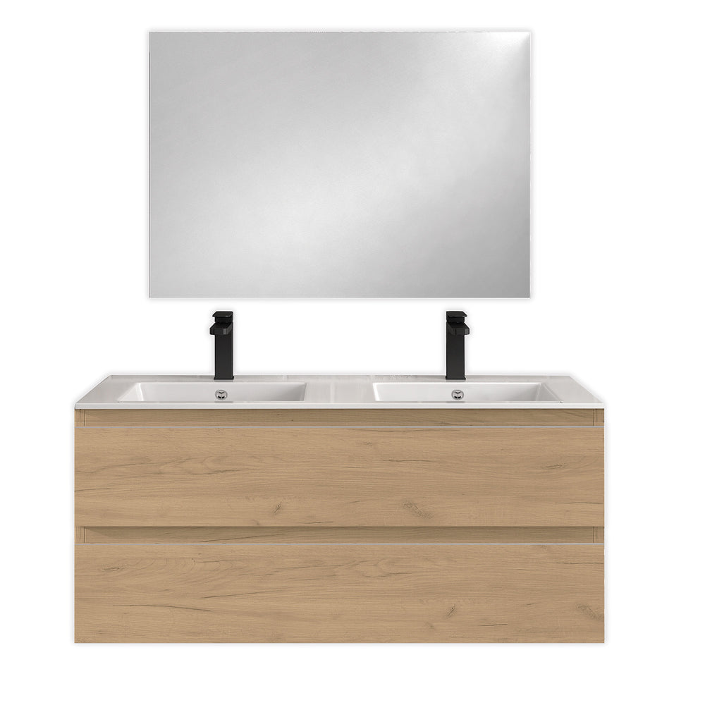 Mueble suspendido para lavabo doble seno modelo Letonia