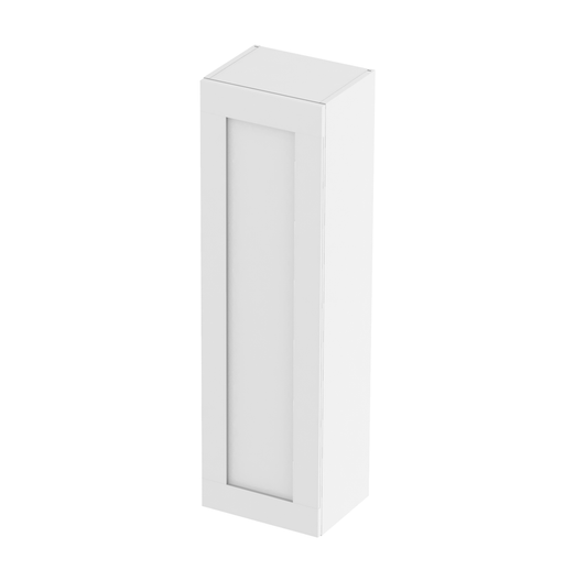 Armario de baño moderno modelo Cairo, mueble blanco suspendido con puerta y baldas.