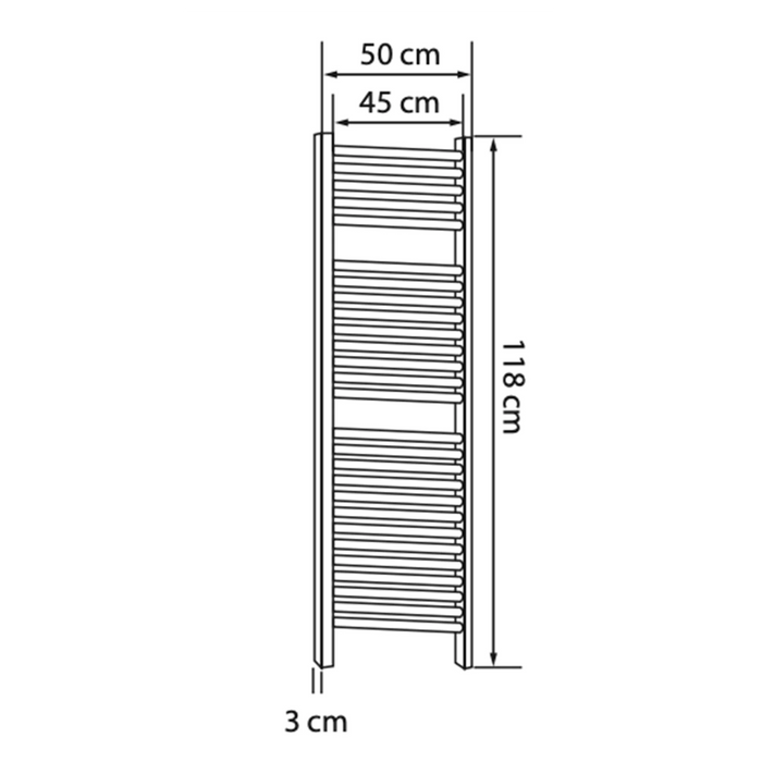 Toallero radiador de baño cromo 118 cm alto