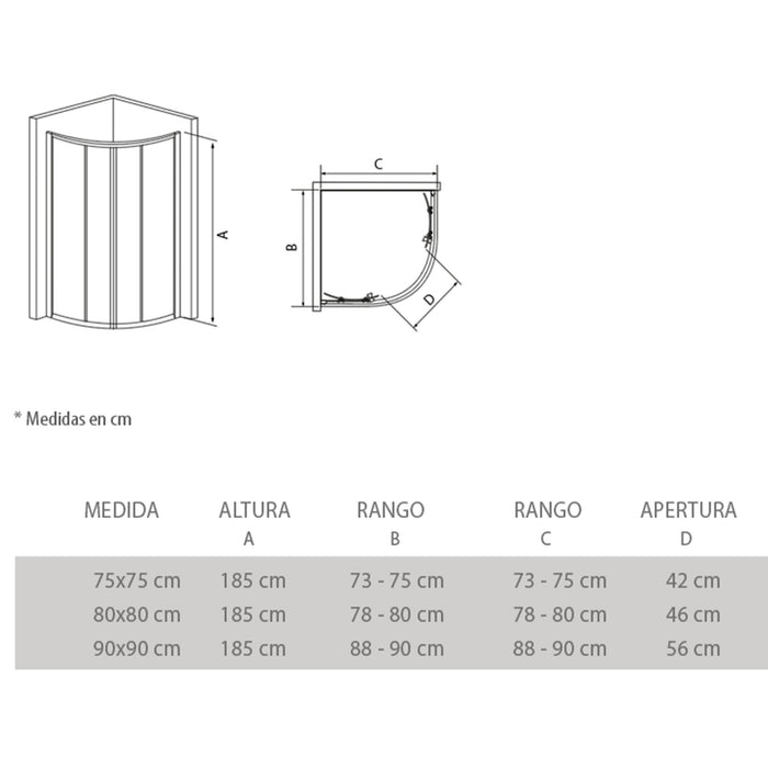 Mampara de ducha semicircular modelo Liena