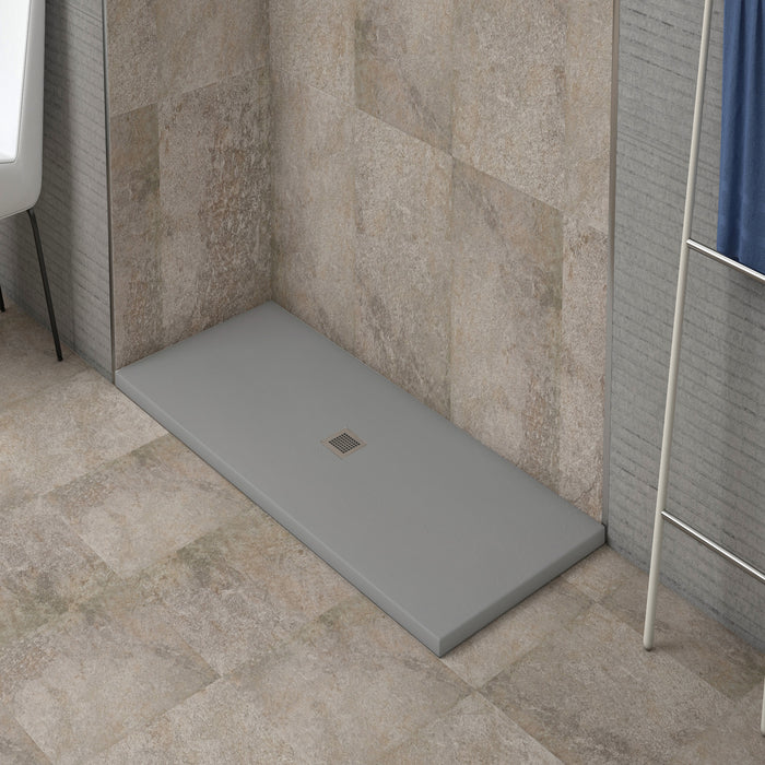 PLATO DE DUCHA RECTANGULAR MODELO LISO REJILLA CENTRADA