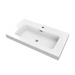 Lavabo de encastrar Urban un seno, acabado en blanco brillo, diseñado para baños modernos y optimización del espacio.