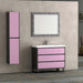 Columna de baño modelo Verona en un baño moderno con acabado lacado en rosa y gris.