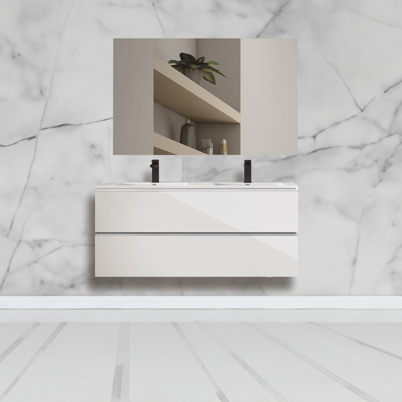 Mueble suspendido para lavabo doble seno modelo Letonia