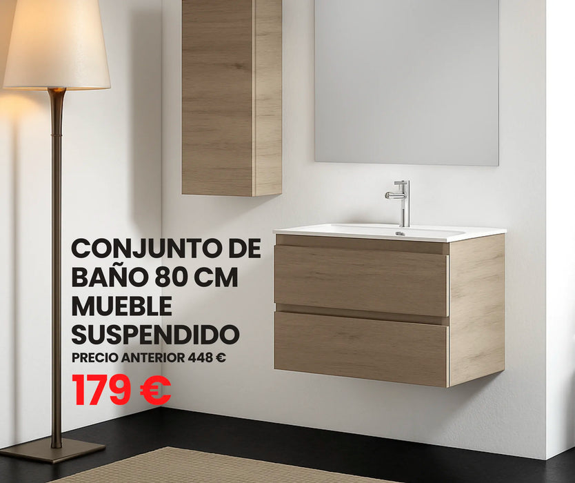 Conjunto de baño 80 cm mueble suspendido