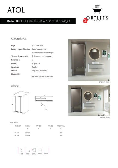 mamparas ducha perfil negro modelo ATOL