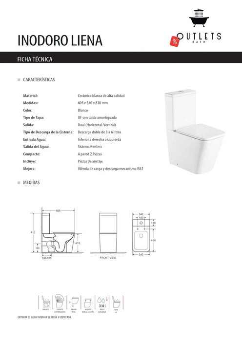 Inodoro compacto elegante modelo Liena