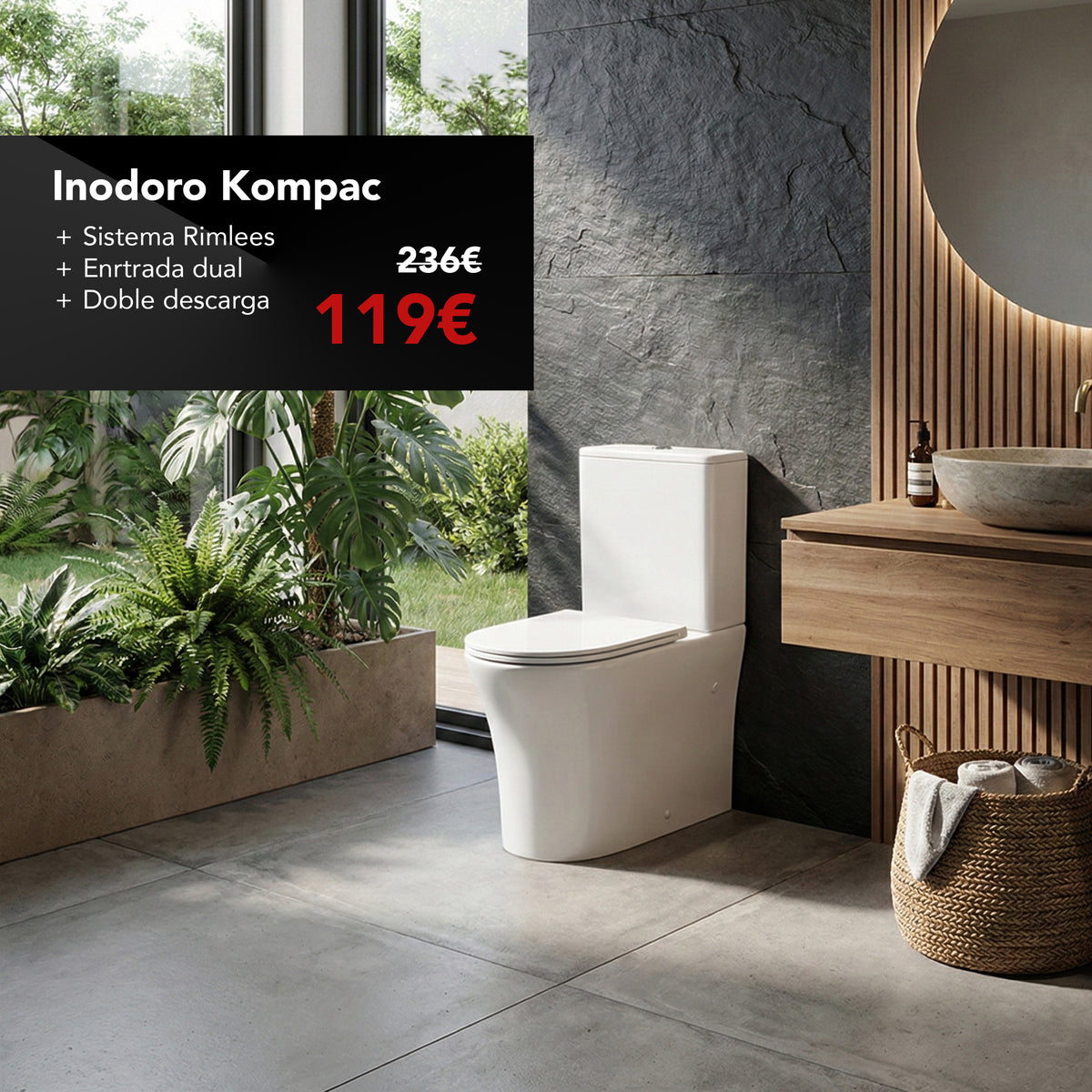 Inodoro Compaq - Diseño Funcional y Eficiencia