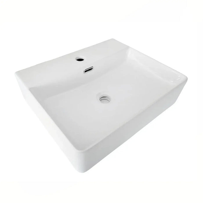 Lavabo sobre encimera modelo Riff en cerámica blanca, diseño moderno y compacto para baño.