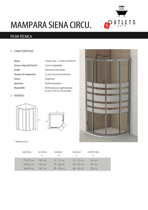 mamparas ducha modelo SIENA SEMICIRCULAR SERIGRAFIADA