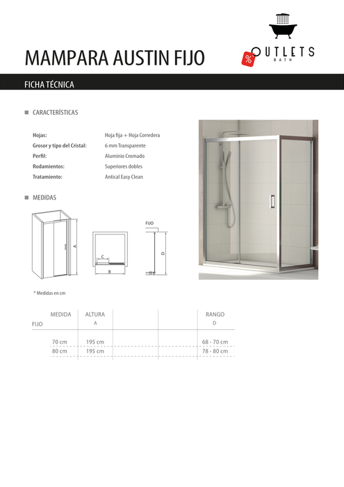 Fijo para Mampara de ducha Austin