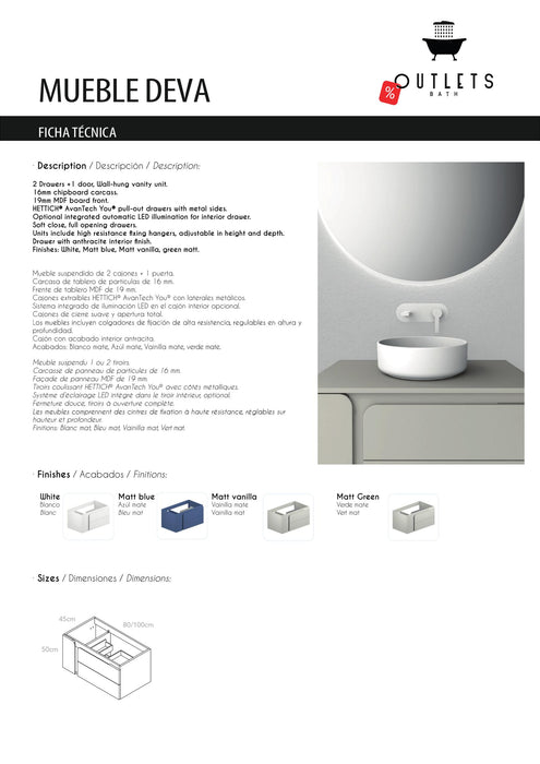 Mueble suspendido modelo Deva