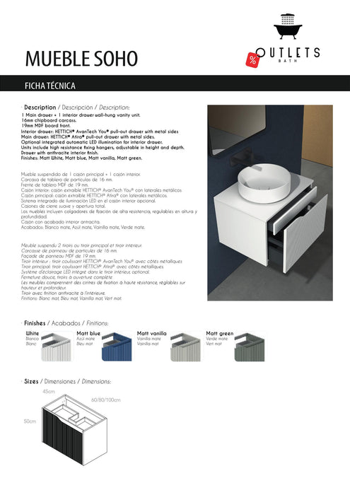 Mueble suspendido modelo Soho Plus