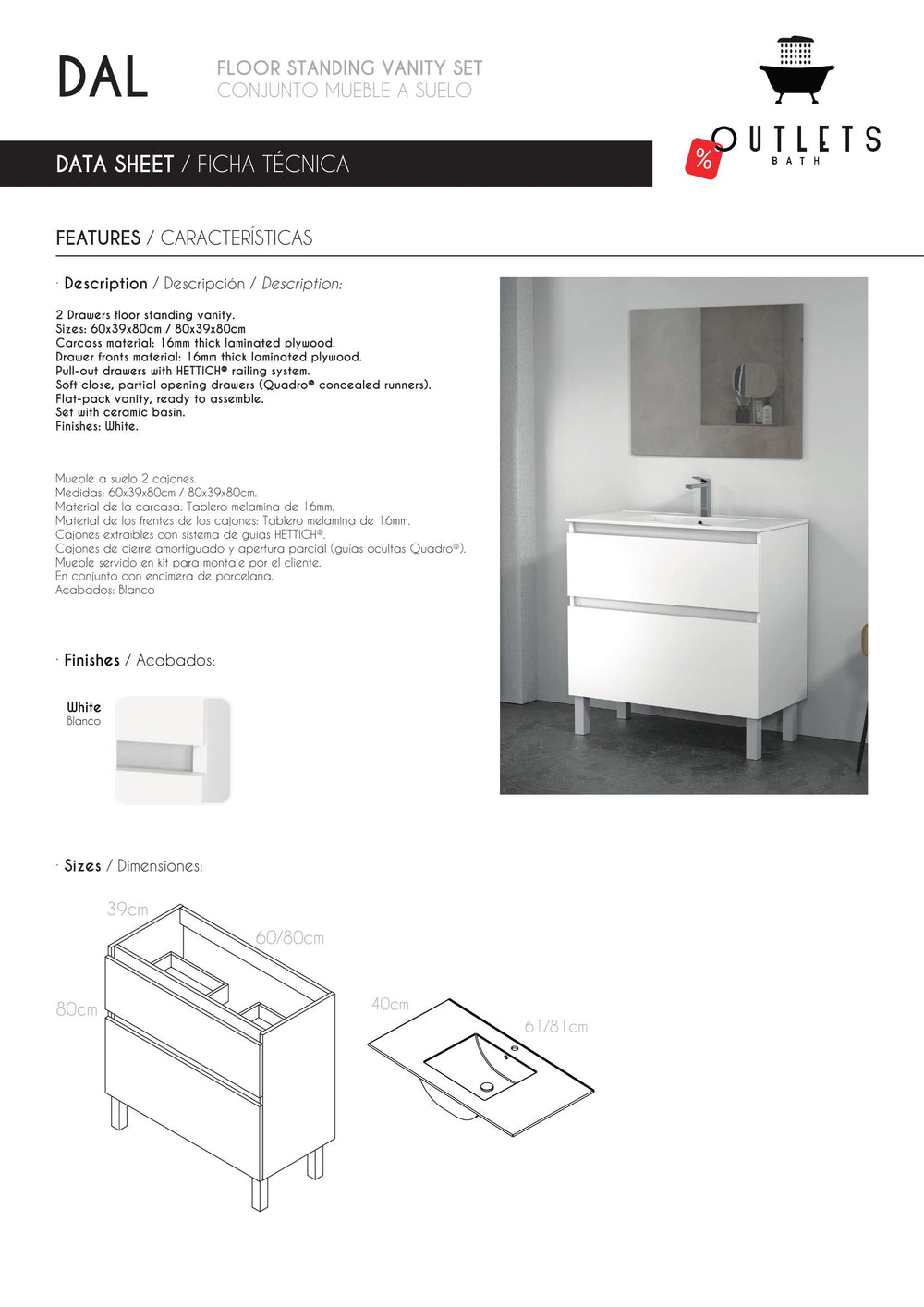 CONJUNTO MUEBLES DE BAÑO DAL