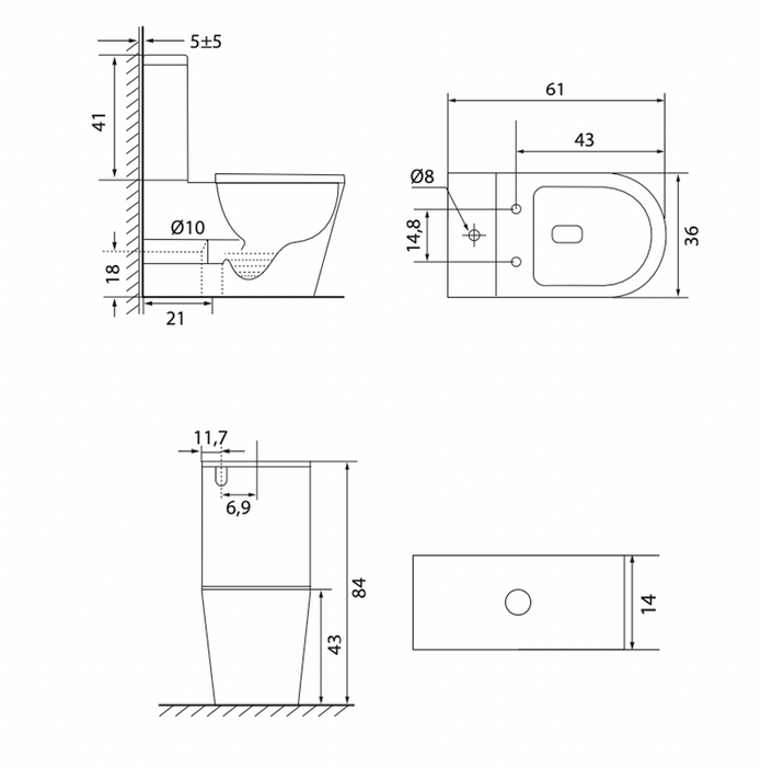 Inodoro compacto modelo Praga