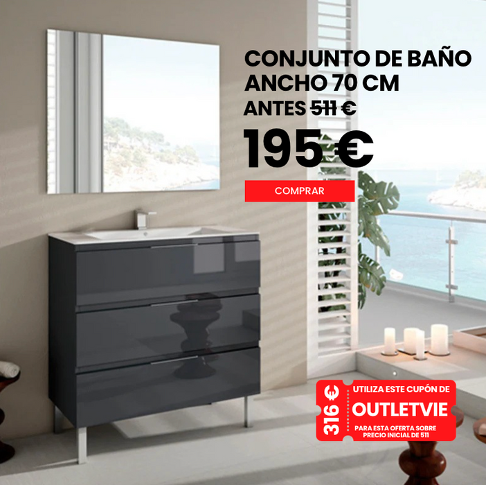 Conjunto de baño 70 cm mueble color Antracita